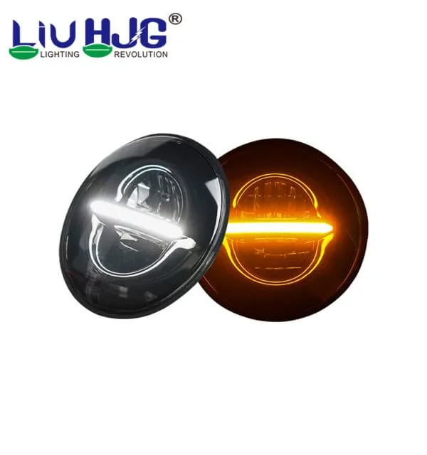 HJG 7 Inch Minus LED headlight assembly yellow white halo